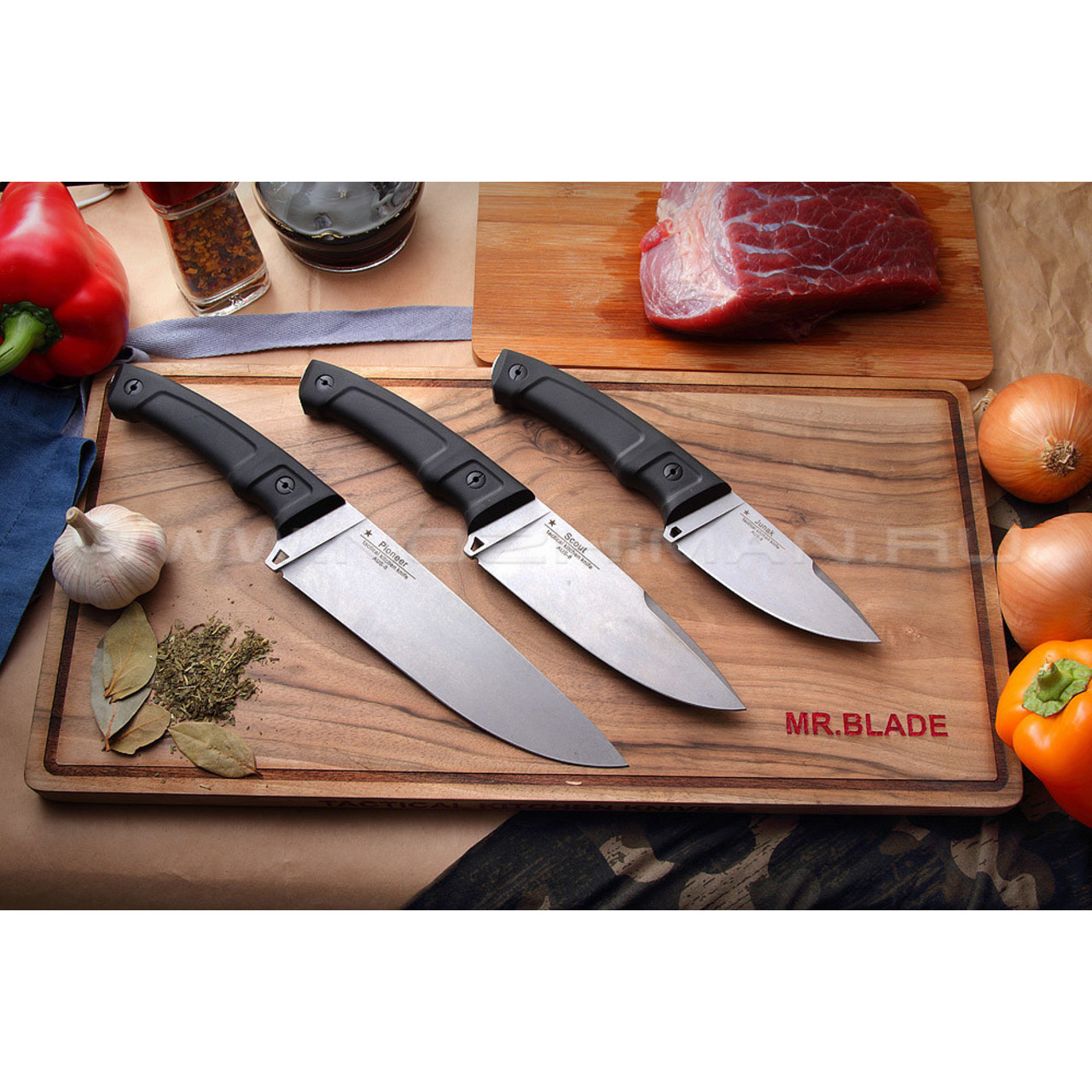 Mr.Blade кухонный набор ножей "Tactical Kitchen Knives" сталь Aus-8, рукоять Kraton