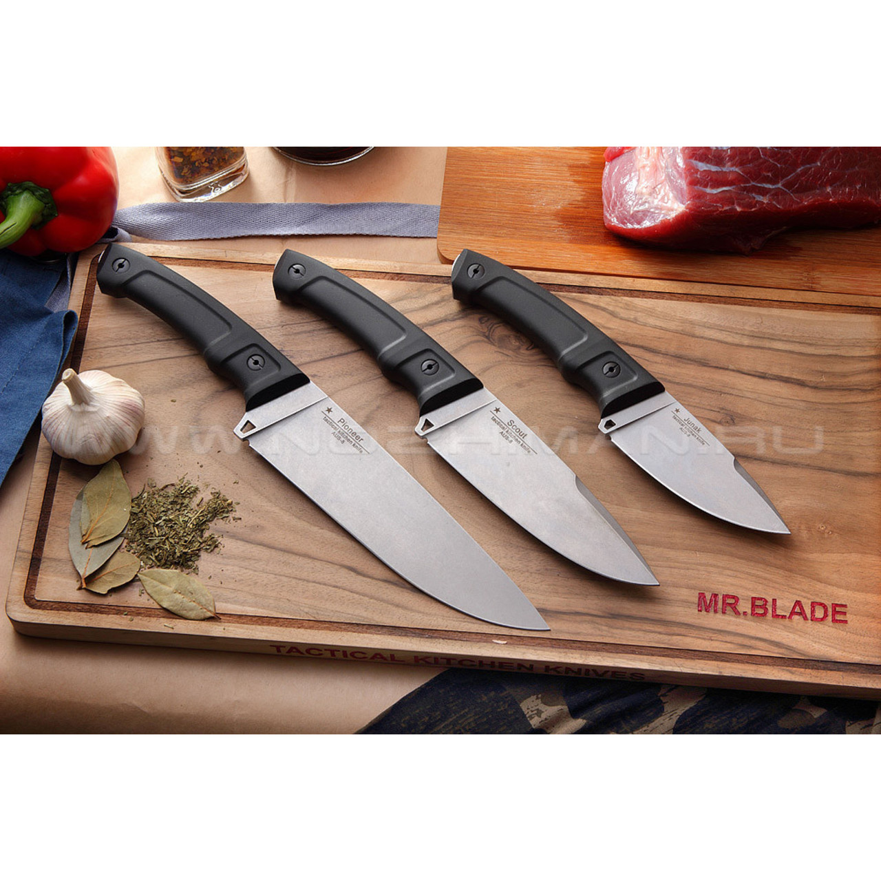 Mr.Blade кухонный набор ножей "Tactical Kitchen Knives" сталь Aus-8, рукоять Kraton