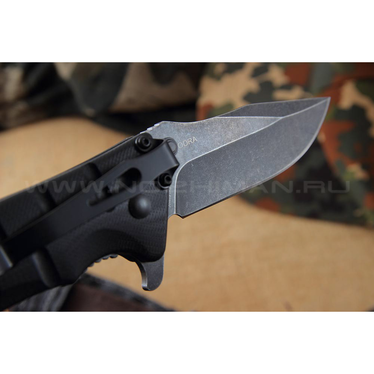 Shifter нож Odra сталь 8Cr14Mov блэквош, рукоять G10 black