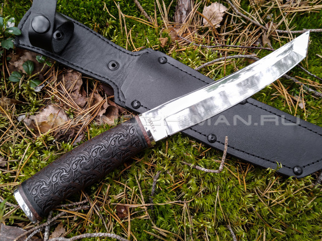 Нож "Кабан-1" сталь 95Х18, рукоять резной граб (Титов & Солдатова)
