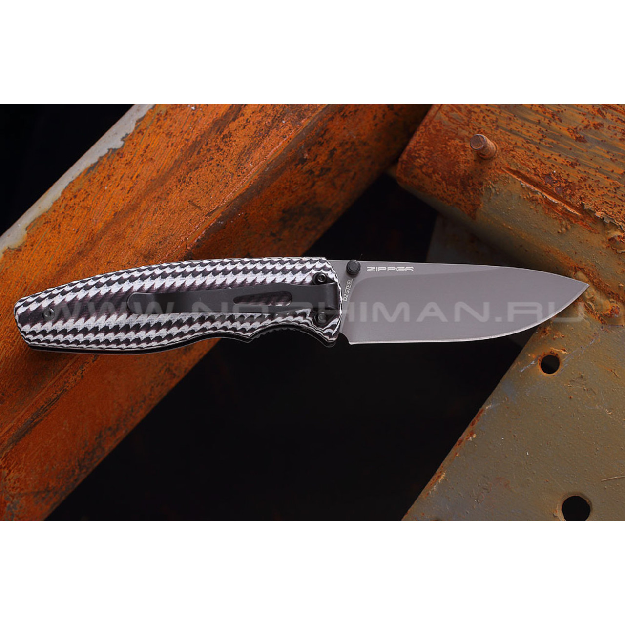 Shifter нож Zipper сталь D2 grey, рукоять G10 colored