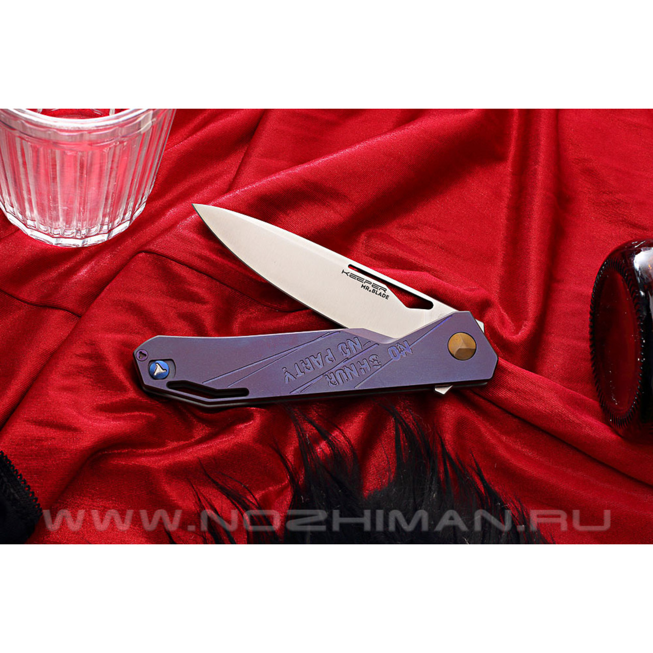 Mr.Blade нож Keeper сталь M390, рукоять титан - NO SHNUR NO PARTY (Сергей Шнуров) Purple