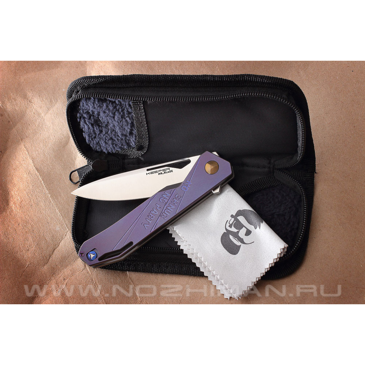 Mr.Blade нож Keeper сталь M390, рукоять титан - NO SHNUR NO PARTY (Сергей Шнуров) Purple