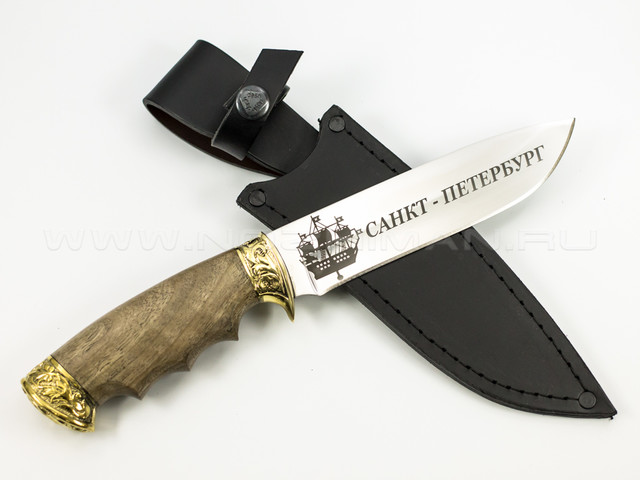 Нож "Перо" 65Х13, латунь, СПб
