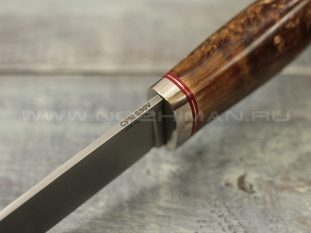 Нож "Клык" CPM S90V, стаб. карельская береза