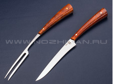 Набор для стейка (нож и вилка) N690, стаб. карельская береза