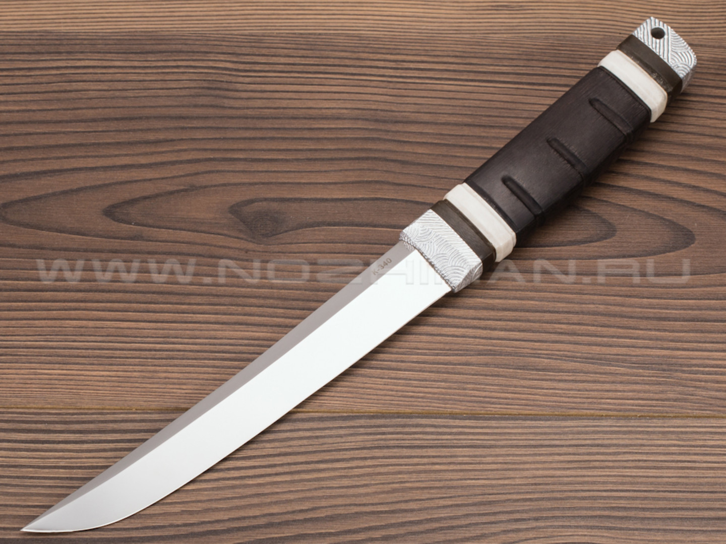 Нож "Кор-2" K340, граб, рог лося, деревянные ножны