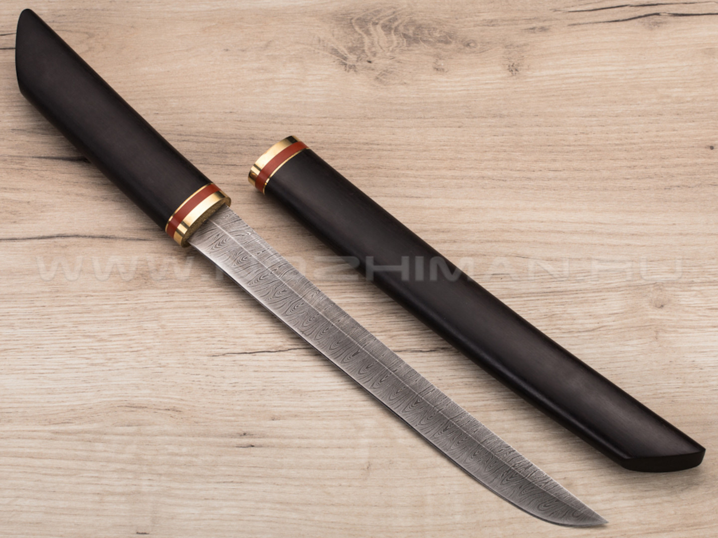 Деревянные ножны ножа для мяса и рыбы Fukaku-Ryu Urushi Hocho, Gyuto, 135 мм