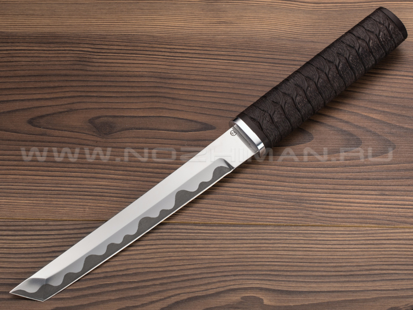 Нож "Самурай" сталь Х12МФ, рукоять граб, деревянные ножны (Титов & Солдатова)