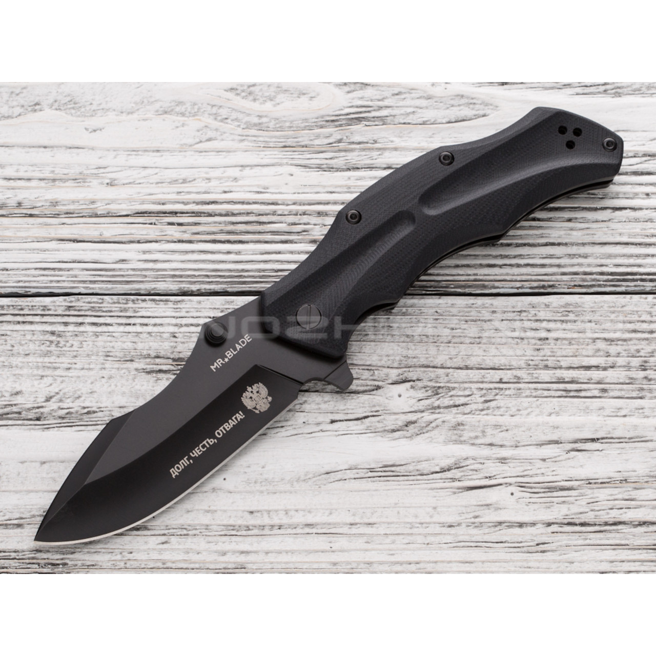 Mr.Blade нож HT-1 black сталь D2, рукоять G10 (Долг, Честь, Отвага)