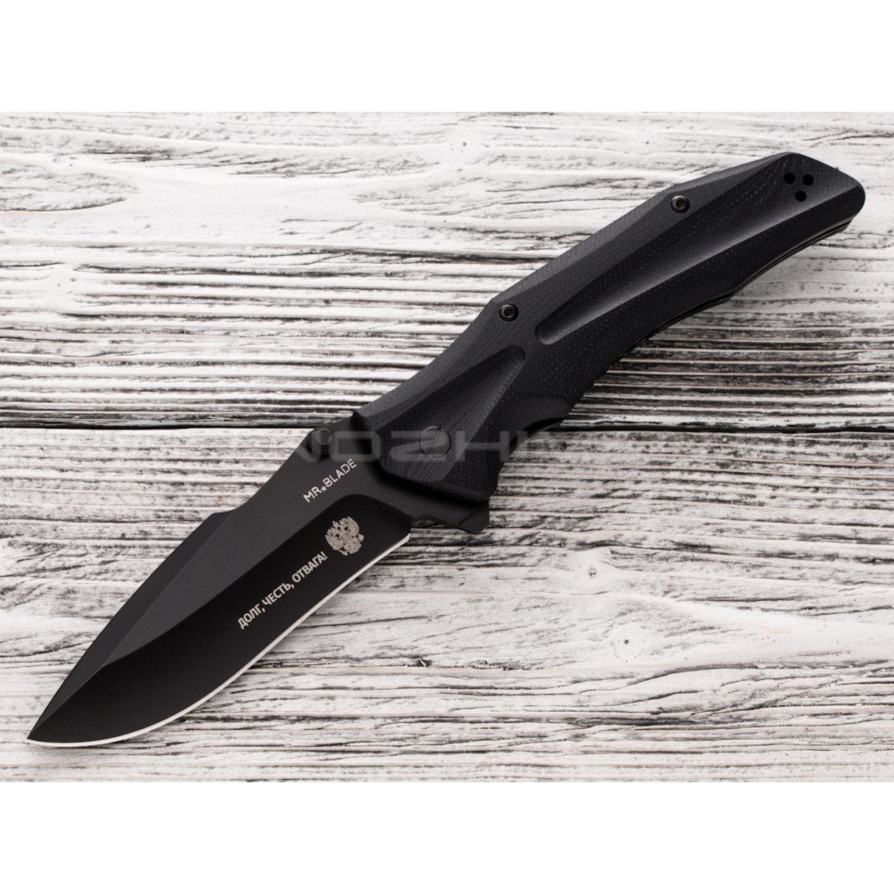 Mr.Blade нож HT-2 black сталь D2, рукоять G10 (Долг, Честь, Отвага)