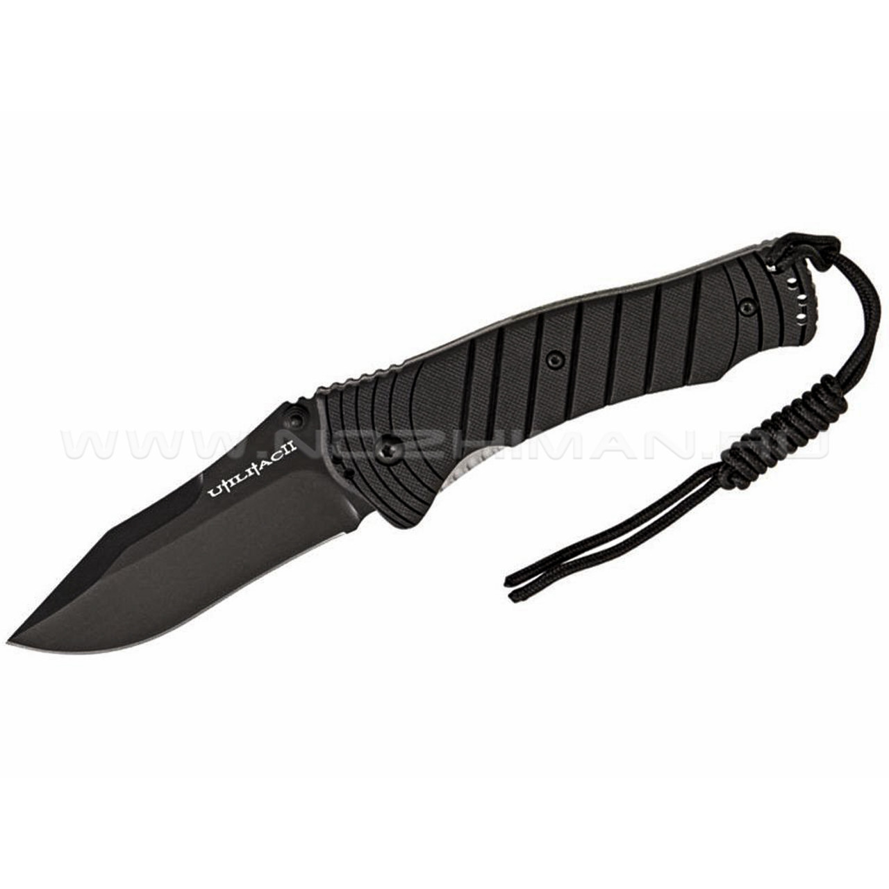 Нож Ontario Utilitac 2 Joe Pardue Plain Black 8906 сталь Aus-8 рукоять Zytel