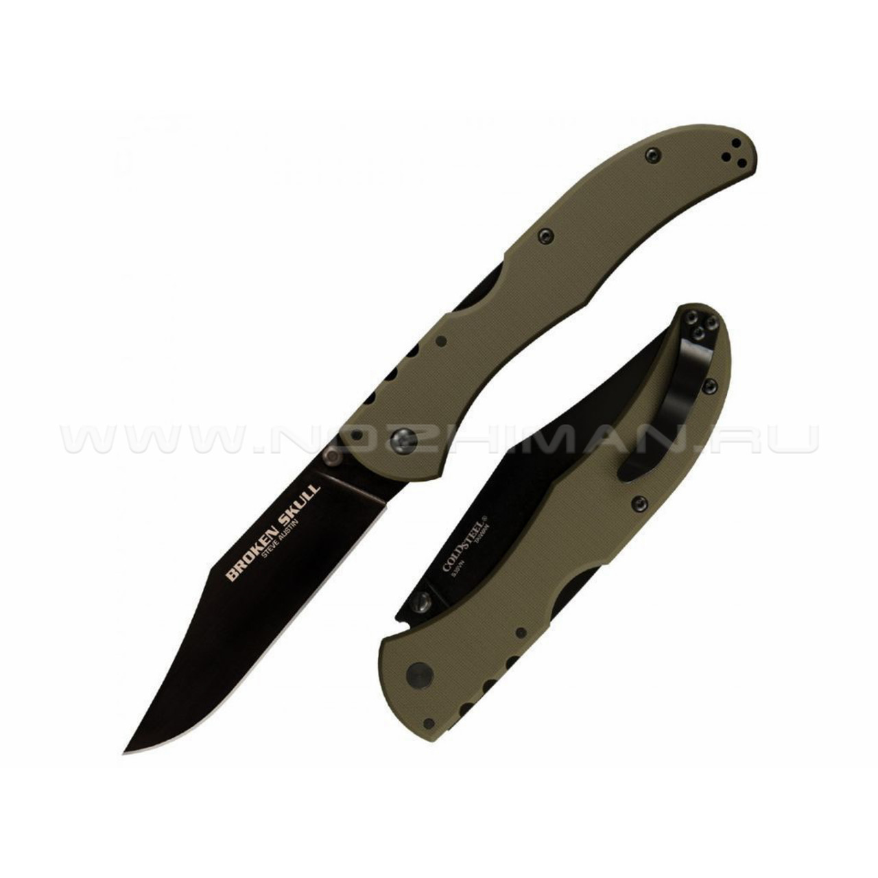 Нож Cold Steel Broken Skull 4 OD Green 54SBG сталь CTS-XHP рукоять G10