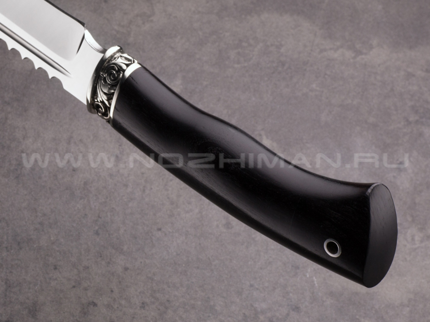Нож "Сокол" сталь 95Х18, рукоять черный граб, мельхиор