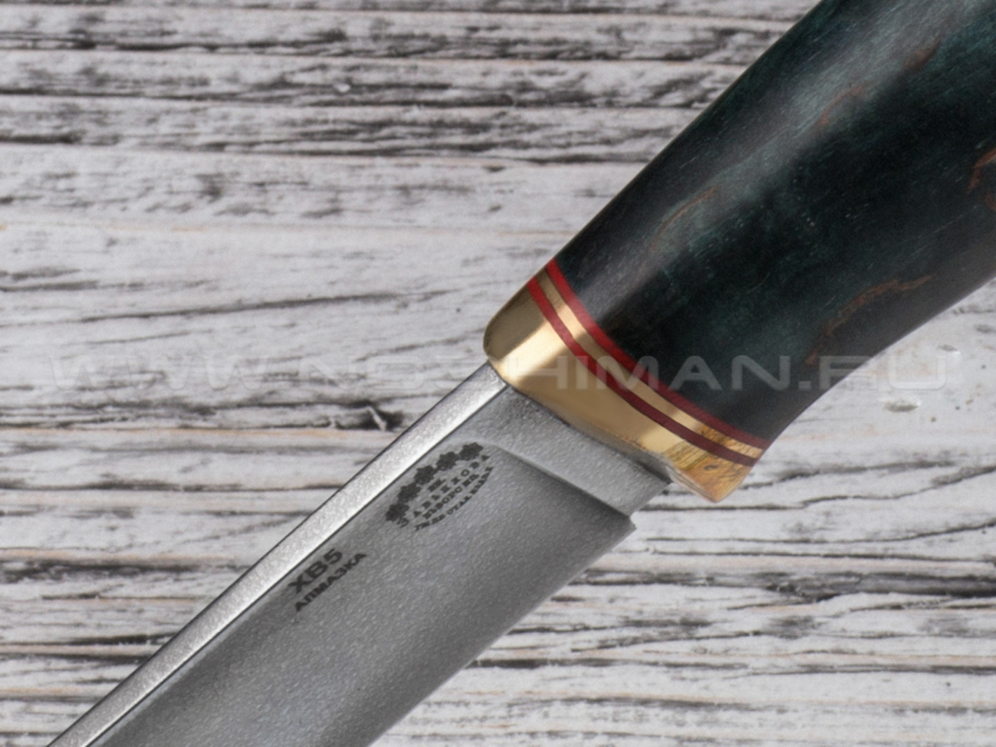 Нож "Скинер-Б" сталь ХВ5, рукоять стаб. карельская береза, латунь