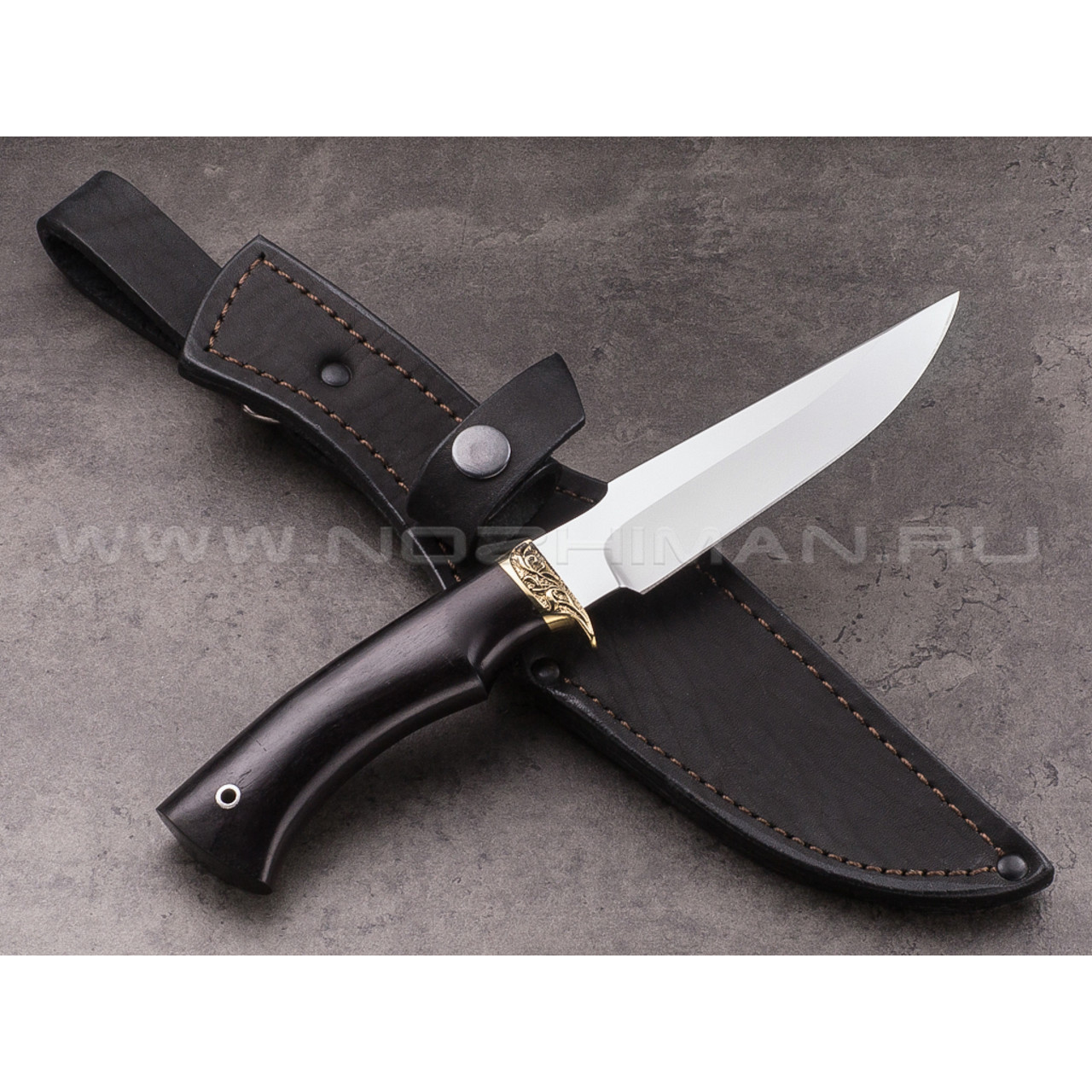 Нож "Ирбис-С" сталь 95Х18, рукоять черный граб, латунь