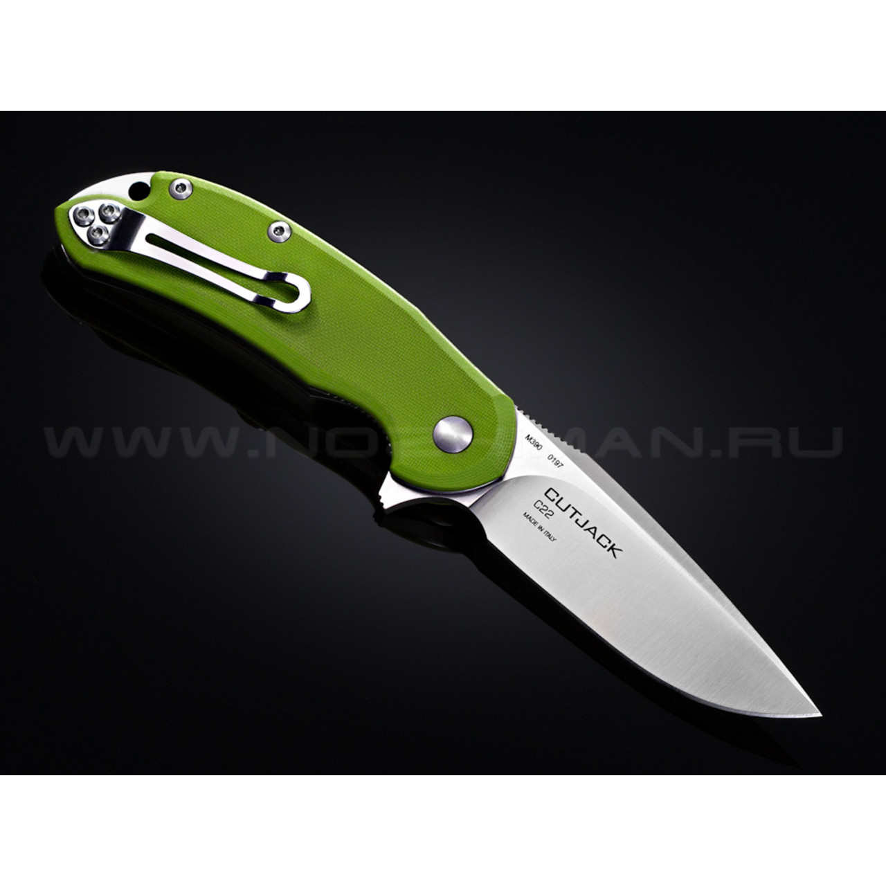 Нож Steel Will Cutjack Mini C22M-2GR сталь M390 рукоять G10 neon green