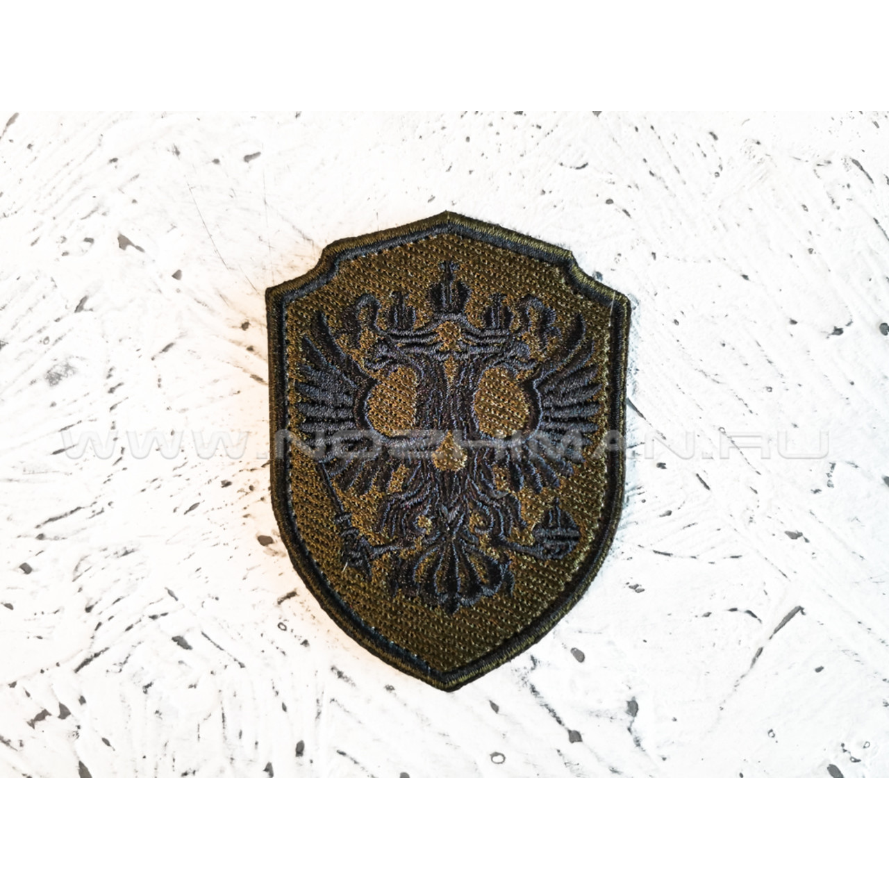 Патч П-146 "Череп - Герб России на щите" олива