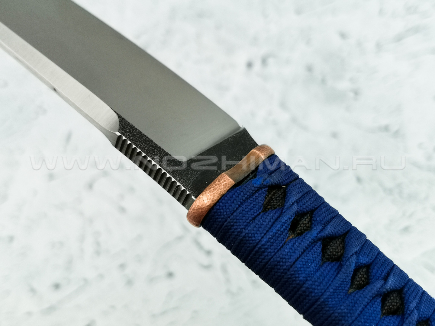 Нож "Бусидо" N690, цуба бронза, менука серебро, паракорд blue