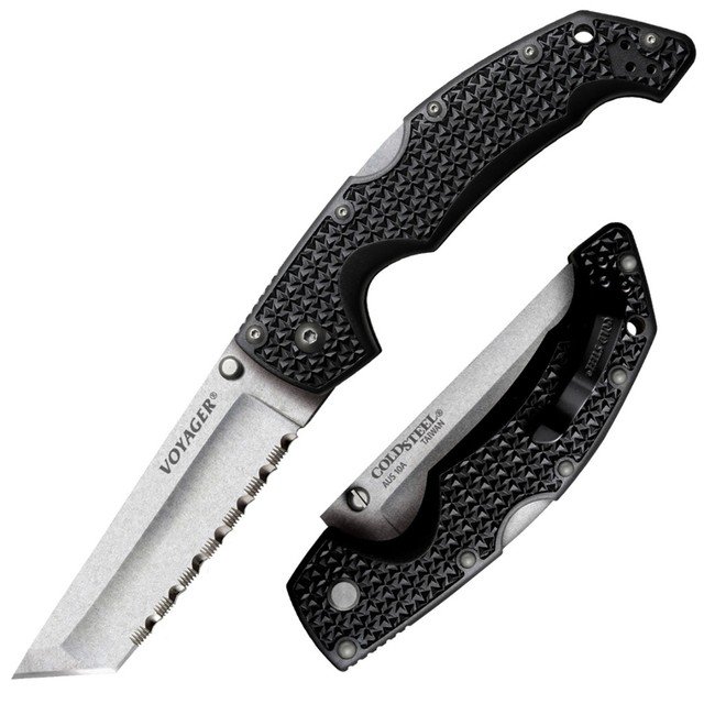 Нож Cold Steel 29ATS Voyager Large Tanto Serrated Edge сталь AUS10A рукоять Griv-Ex