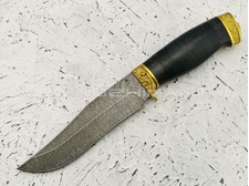 Нож "Олень-2" дамасская сталь, рукоять наборная кожа (Федотов А. В.) 015Д46