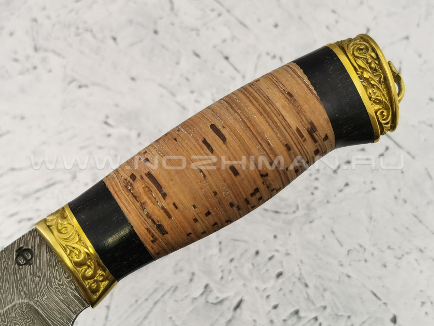 Нож "Кедр" дамасская сталь, рукоять береста (Федотов А. В.) 009Д21