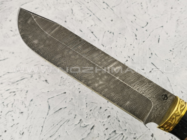 Нож "Бобр-4" дамасская сталь, рукоять береста (Федотов А. В.) 003Д16