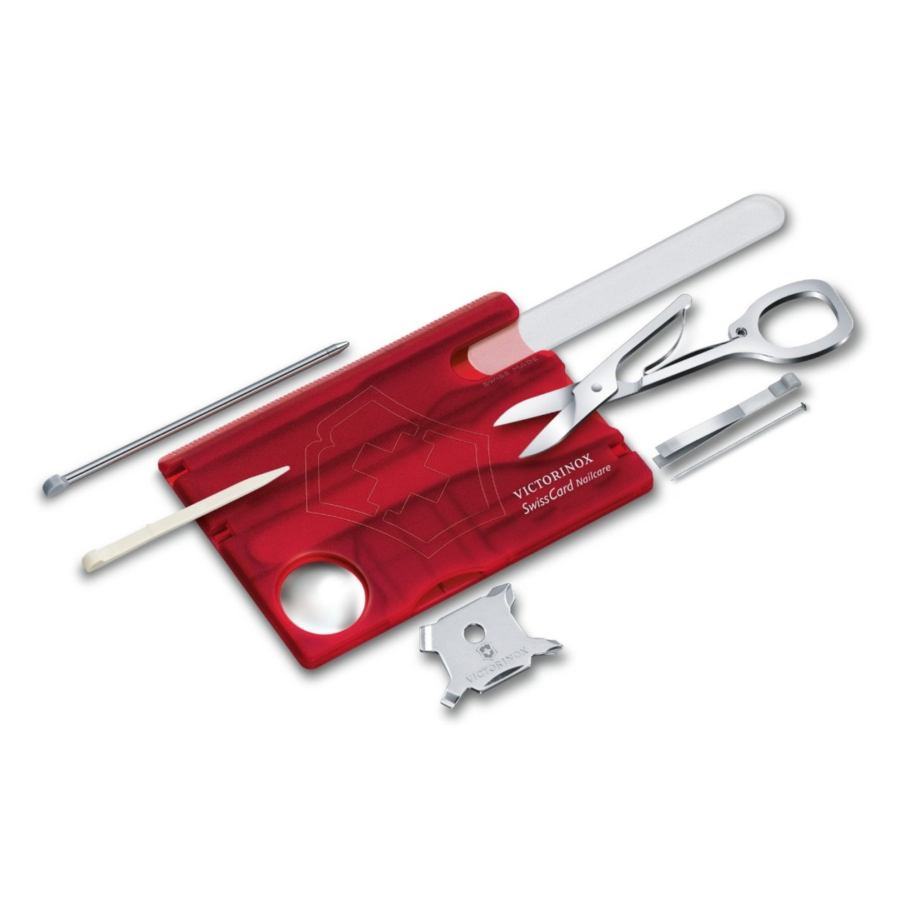Швейцарская карточка Victorinox SwissCard Nailcare 0.7240.T red (13 функций)