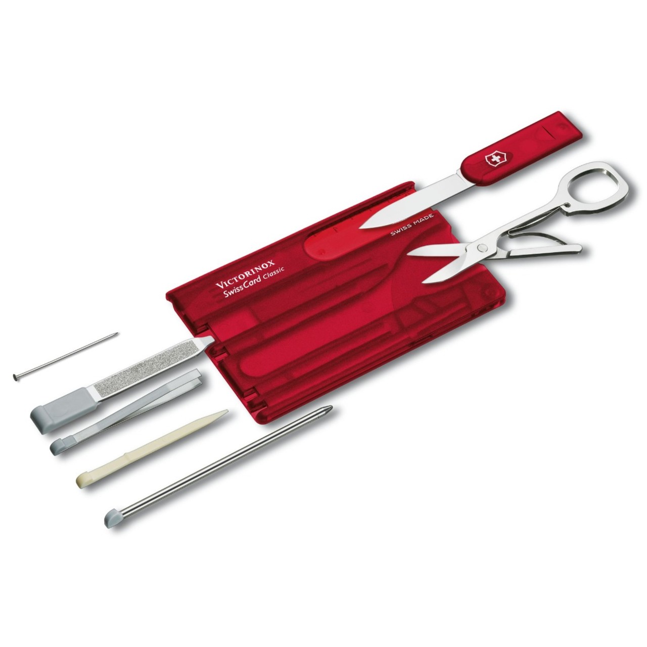 Швейцарская карточка Victorinox SwissCard Classic 0.7100.T red (10 функций)