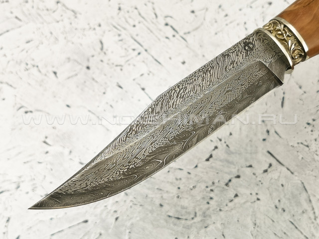 Нож "Олень-2" дамасская сталь, карельская береза, мельхиор (Федотов А. В.) 016Д64