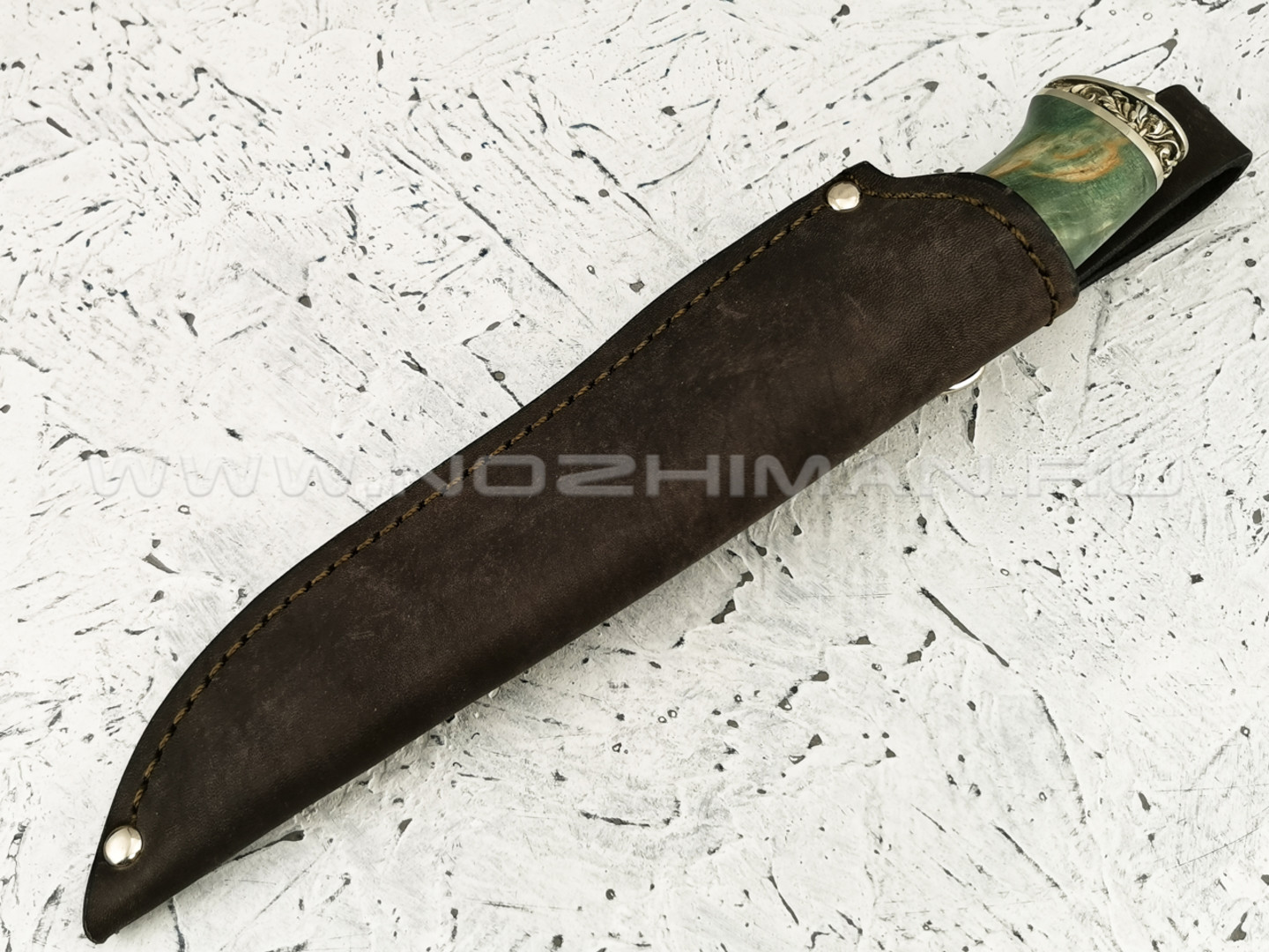 Нож "Фартовый" дамасская сталь, карельская береза, мельхиор (Федотов А. В.) 102М45