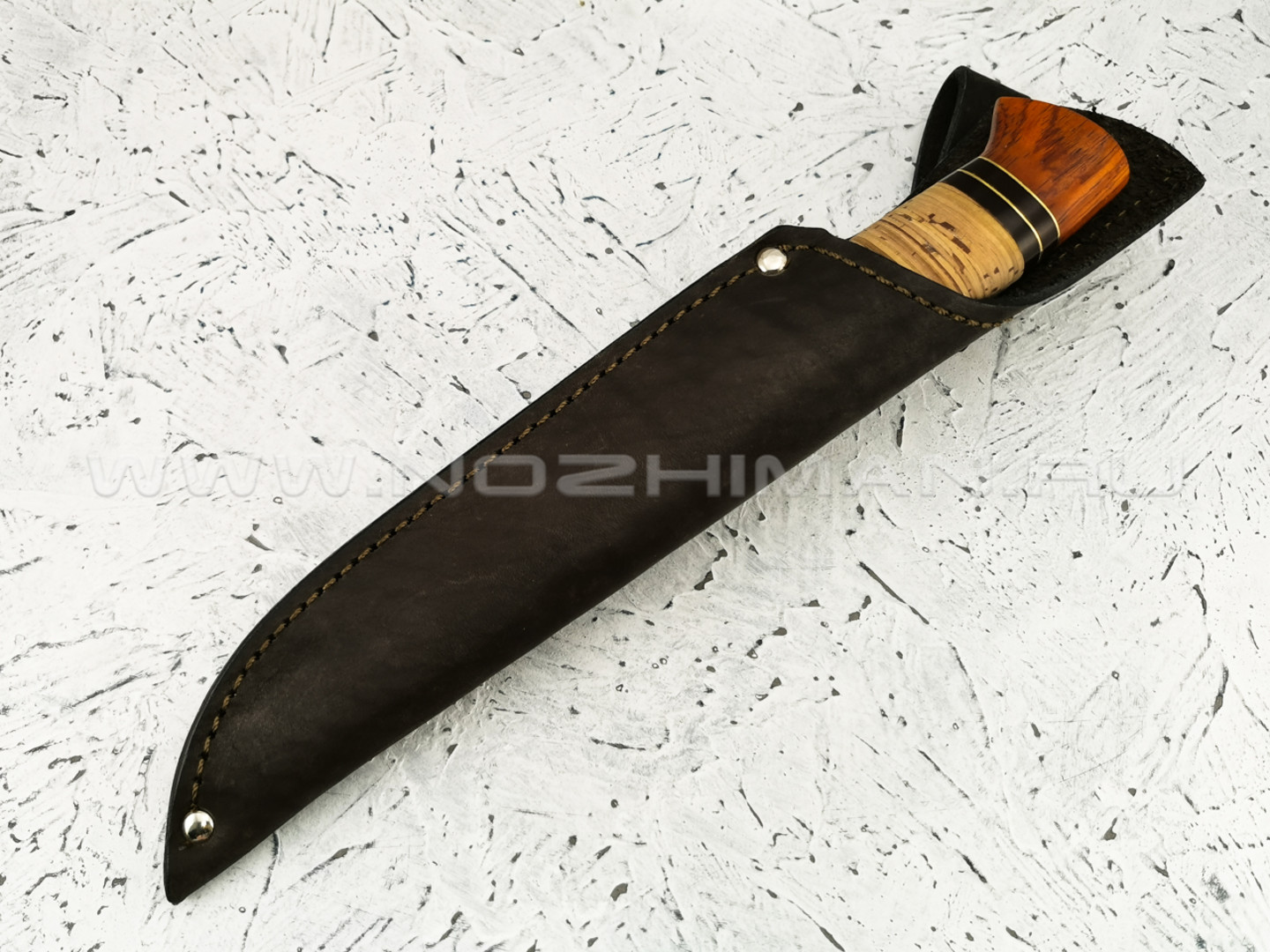 Нож "Лось-2" дамасская сталь, береста (Федотов А. В.) 013Д304