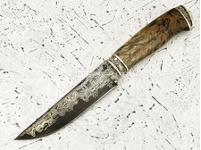 Нож "Фартовый" дамасская сталь, березовый кап, мельхиор (Федотов А. В.) 102М43