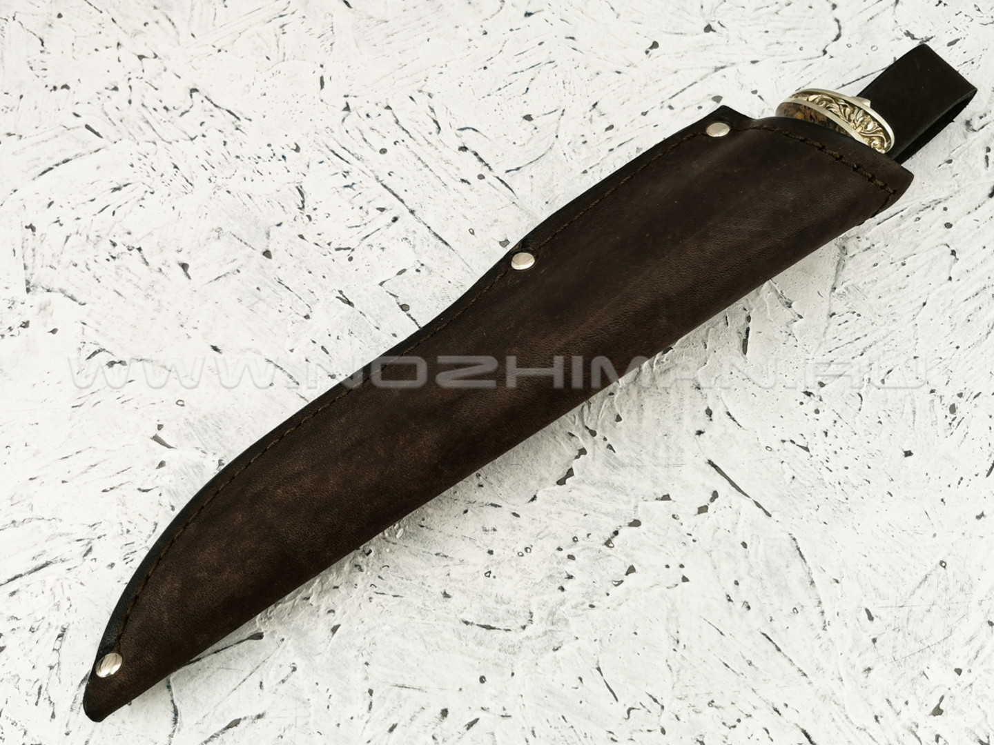 Нож "Фартовый" дамасская сталь, березовый кап, мельхиор (Федотов А. В.) 102М43