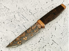 Нож "Клык" дамасская сталь, рукоять ironwood и бронза (Федотов А. В.) 011М23