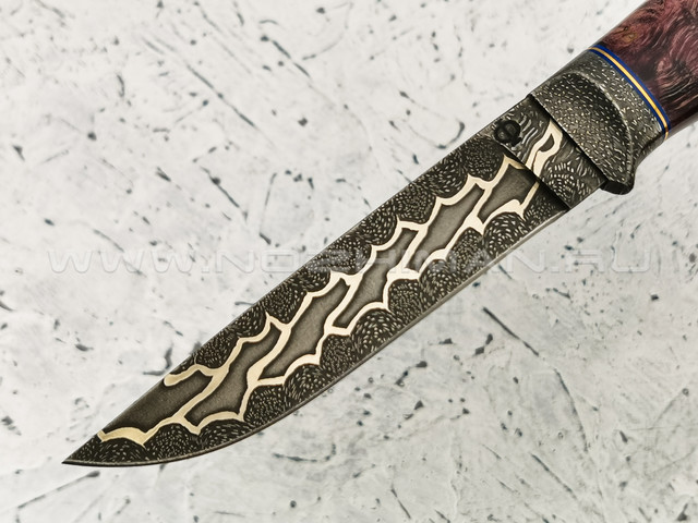 Нож "Клык" дамасская сталь, карельская береза (Федотов А. В.) 011Д369
