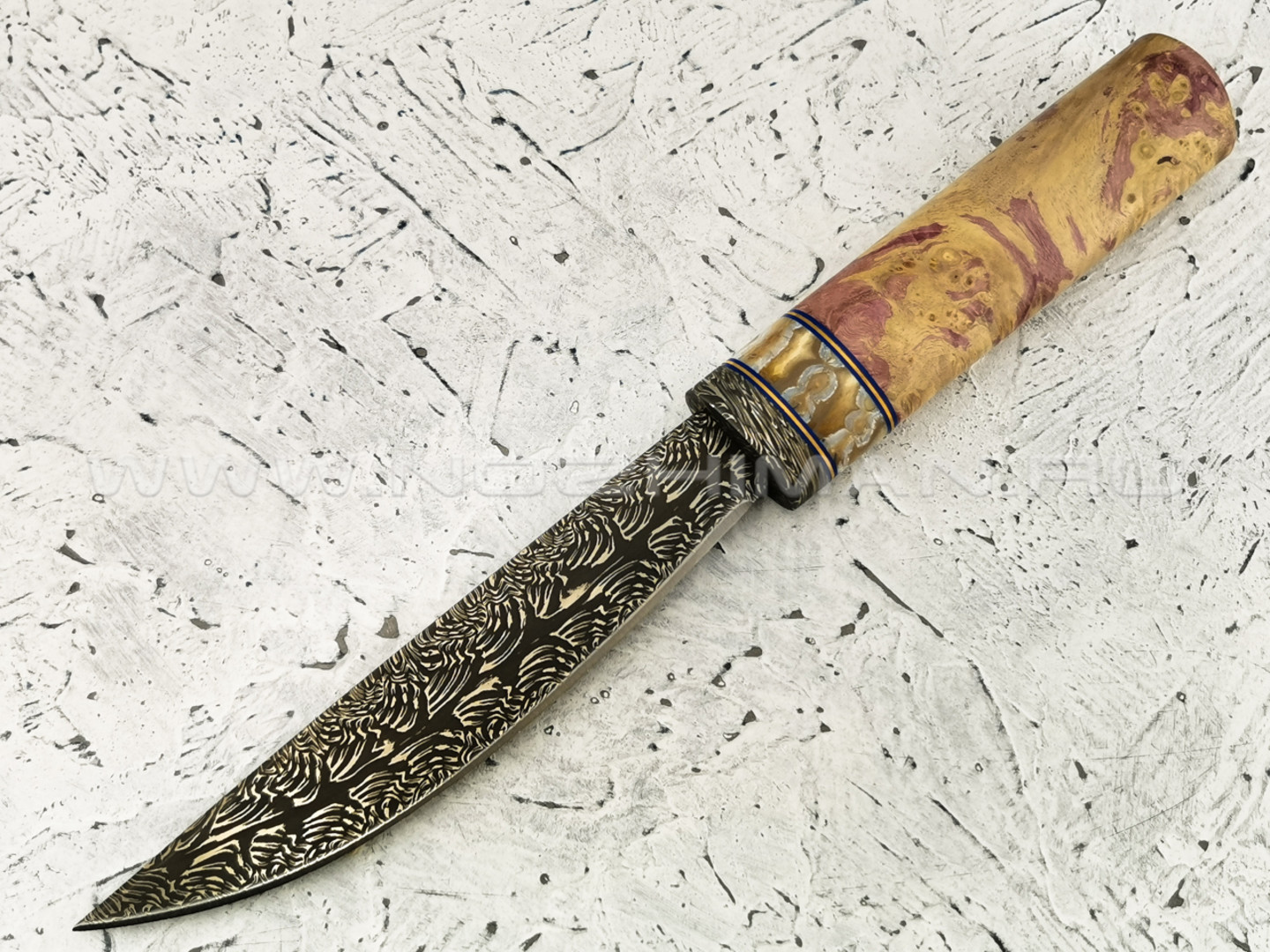 Нож "Якутский" дамасская сталь, кап клёна (Федотов А. В.) 034Д43
