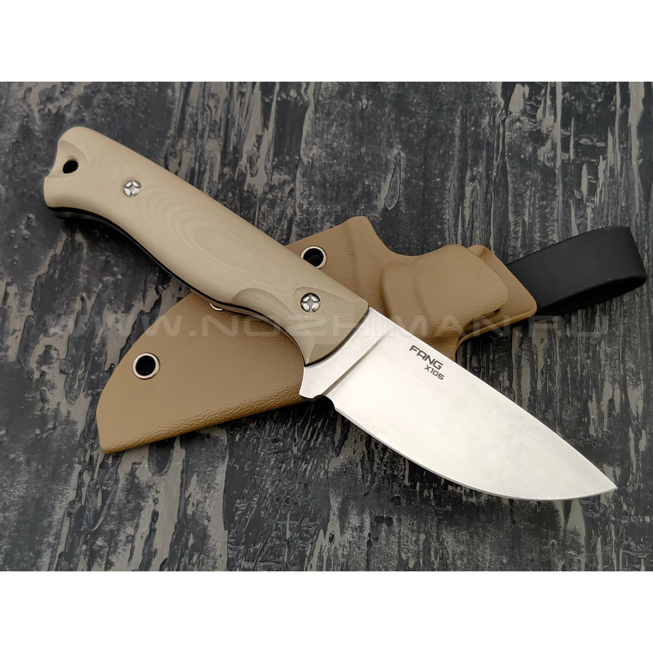N.C.Custom нож Fang сталь X105 satin, рукоять G10 tan