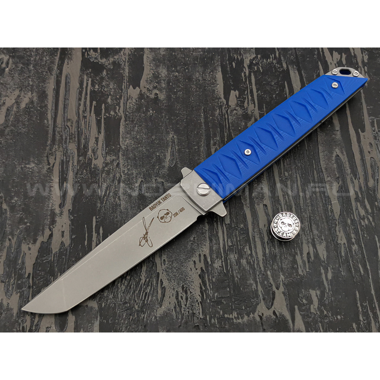 Нож Brutalica Badyuk Tanto Limited, сталь D2 стоунвош, рукоять G10 blue
