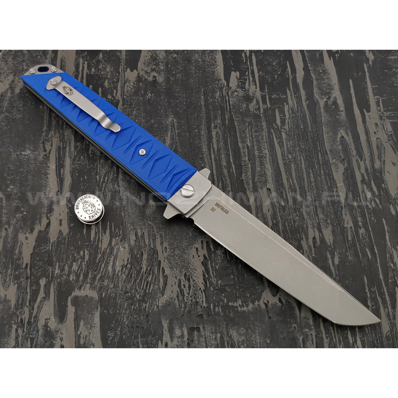 Нож Brutalica Badyuk Tanto Limited, сталь D2 стоунвош, рукоять G10 blue