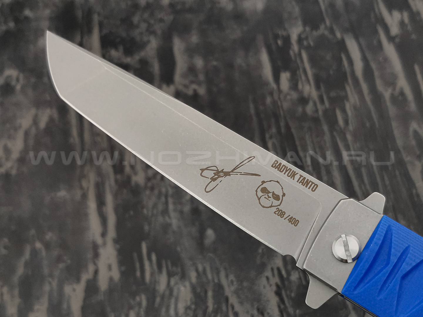 Нож Brutalica Badyuk Tanto Limited, сталь D2 stonewash, рукоять G10 blue