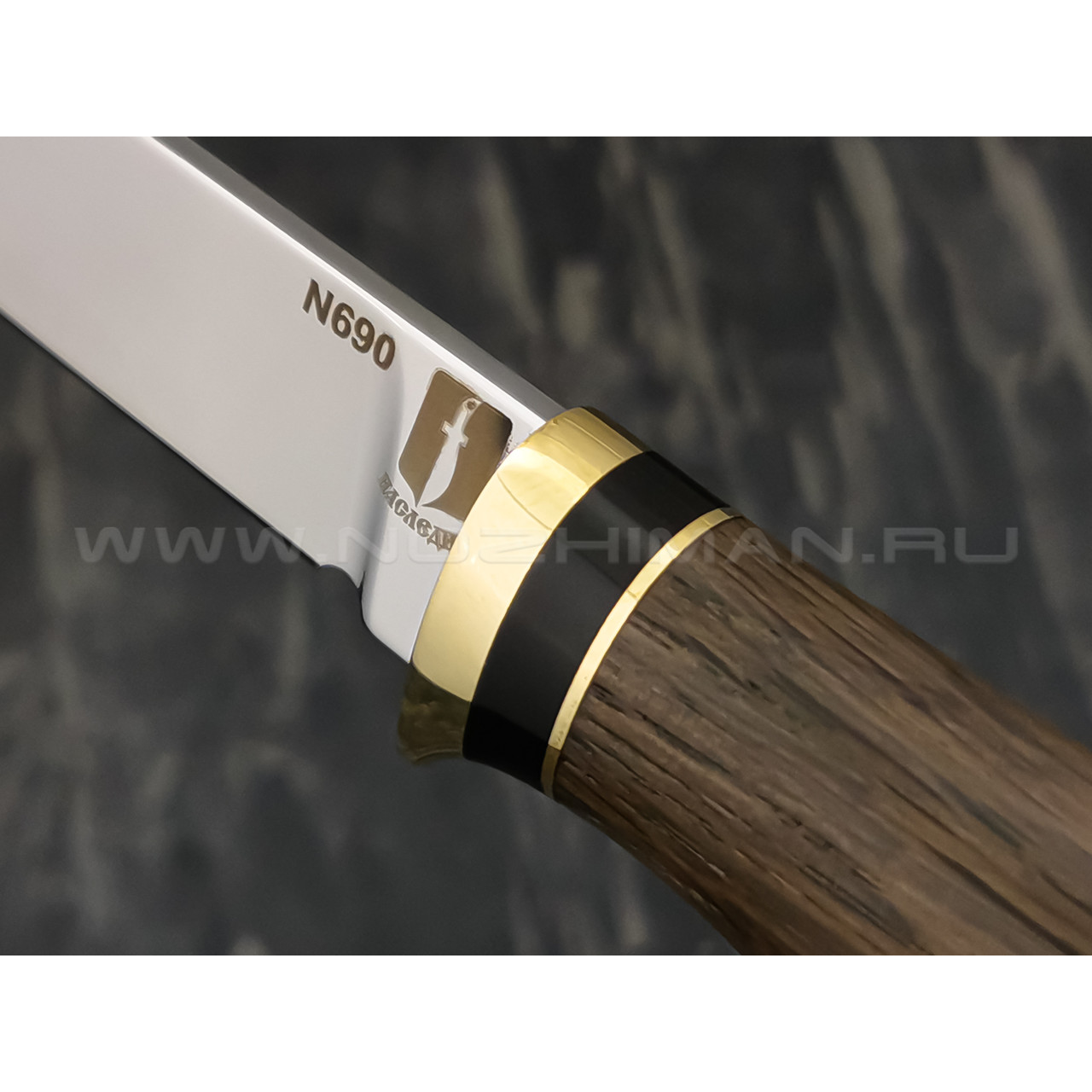 Нож "Осётр" сталь N690, рукоять морёный дуб (Наследие)