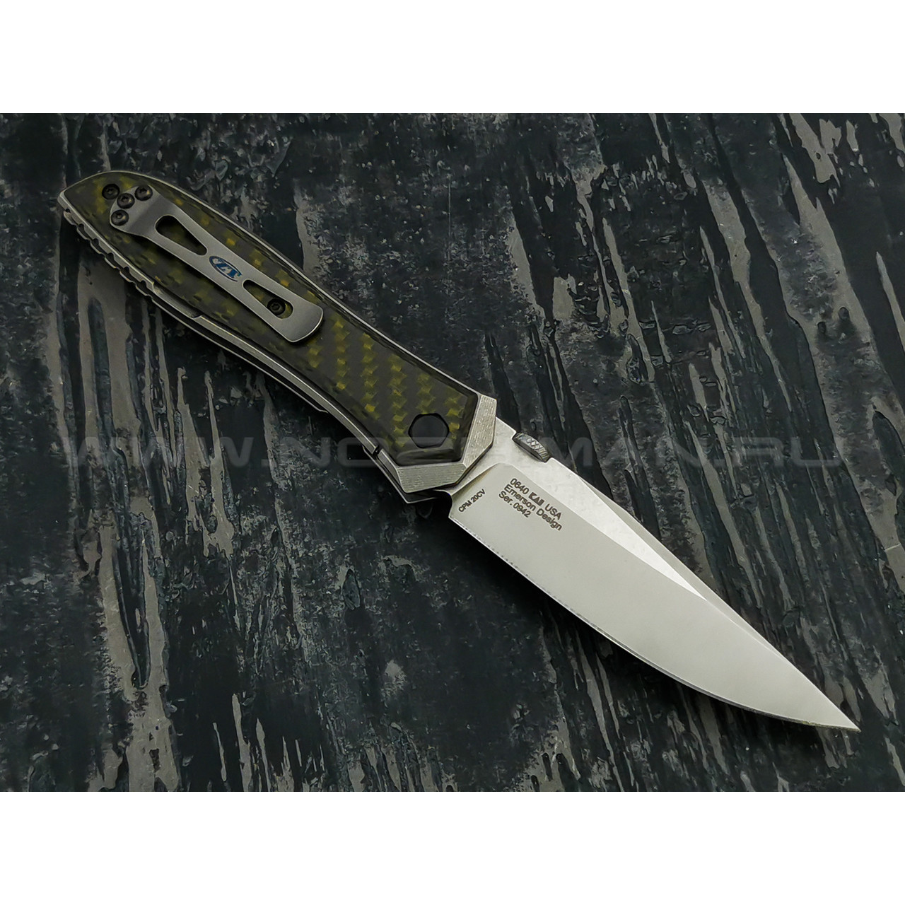 Zero Tolerance нож 0640 Emerson Manual, сталь CPM 20CV, рукоять титан, карбон