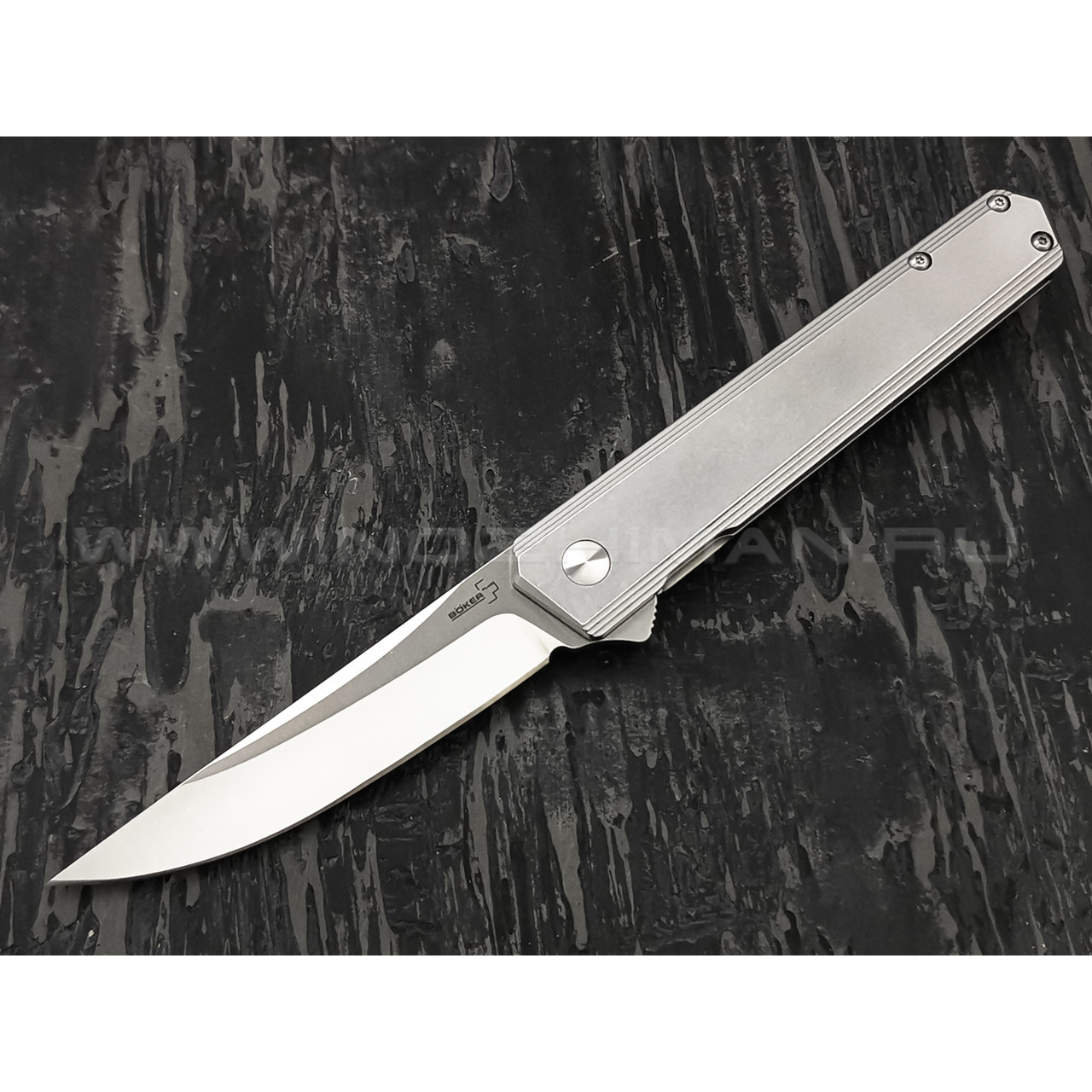 Нож Boker Plus Kwaiken Flipper Framelock 01BO269, сталь D2, рукоять Stainless Steel