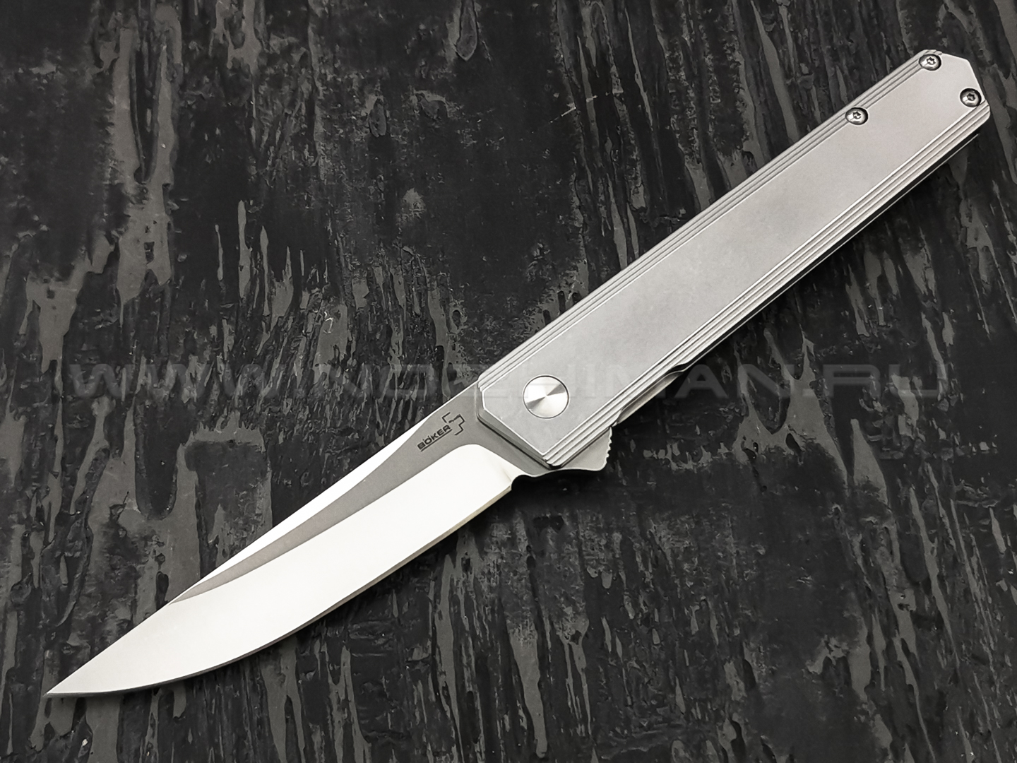 Нож Boker Plus Kwaiken Flipper Framelock 01BO269, сталь D2, рукоять Stainless Steel