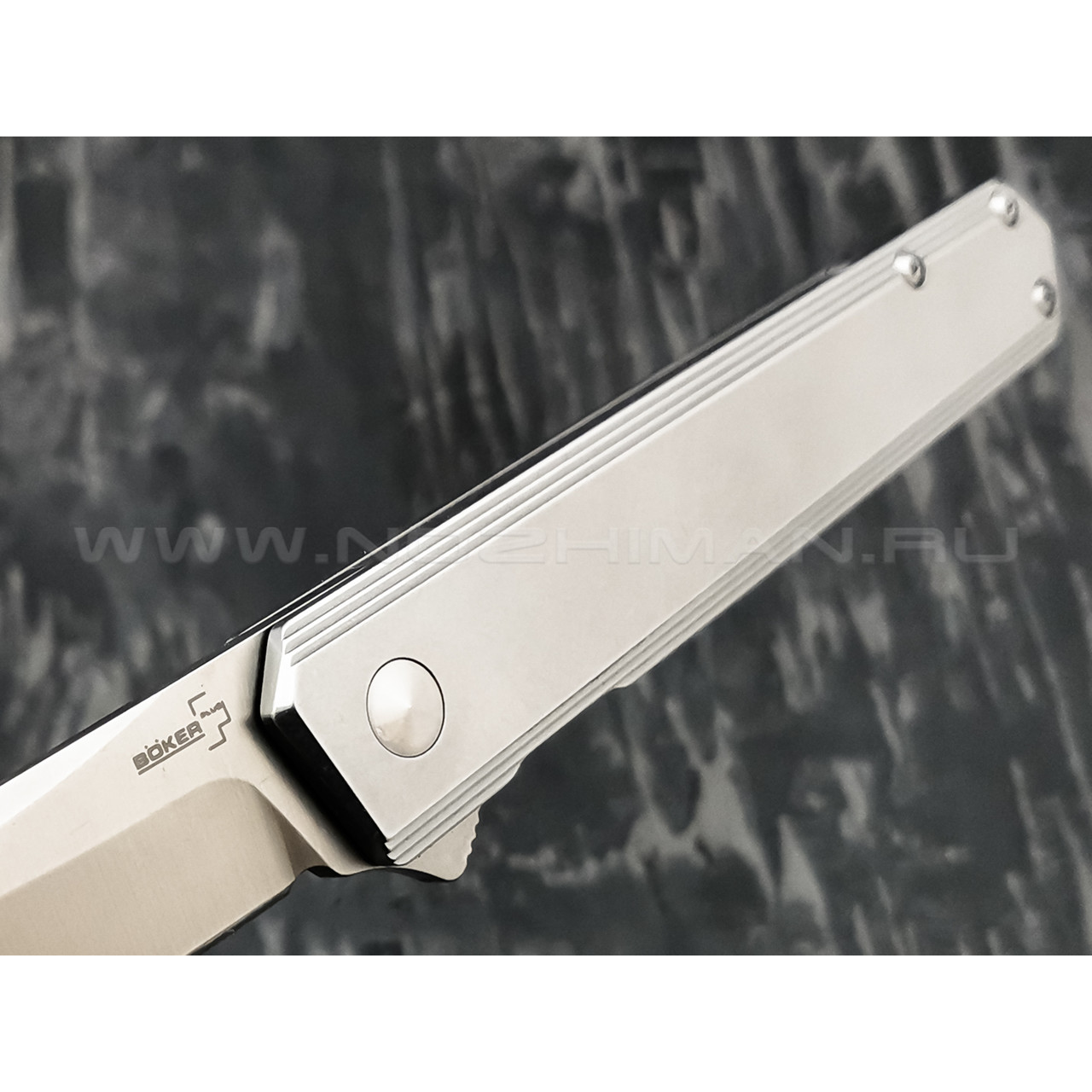 Нож Boker Plus Kwaiken Flipper Framelock 01BO269, сталь D2, рукоять Stainless Steel
