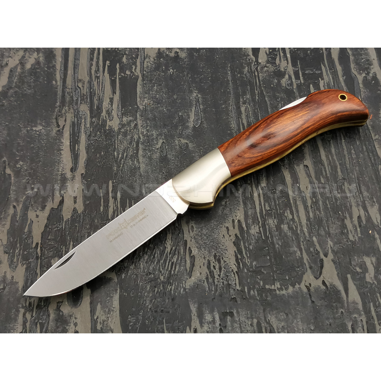 Нож Fox Forest 500, сталь N690Co, рукоять дерево pakka, никель