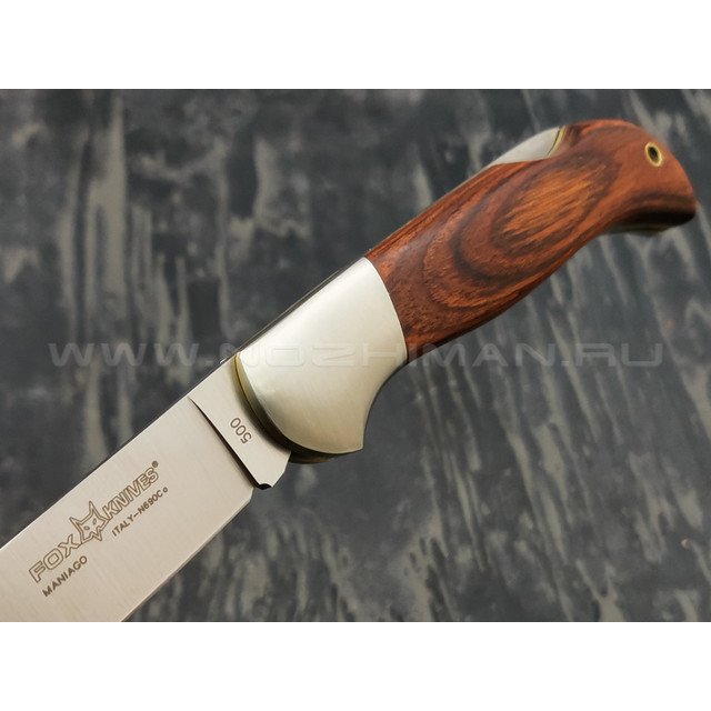 Нож Fox Forest 500, сталь N690Co, рукоять дерево pakka, никель