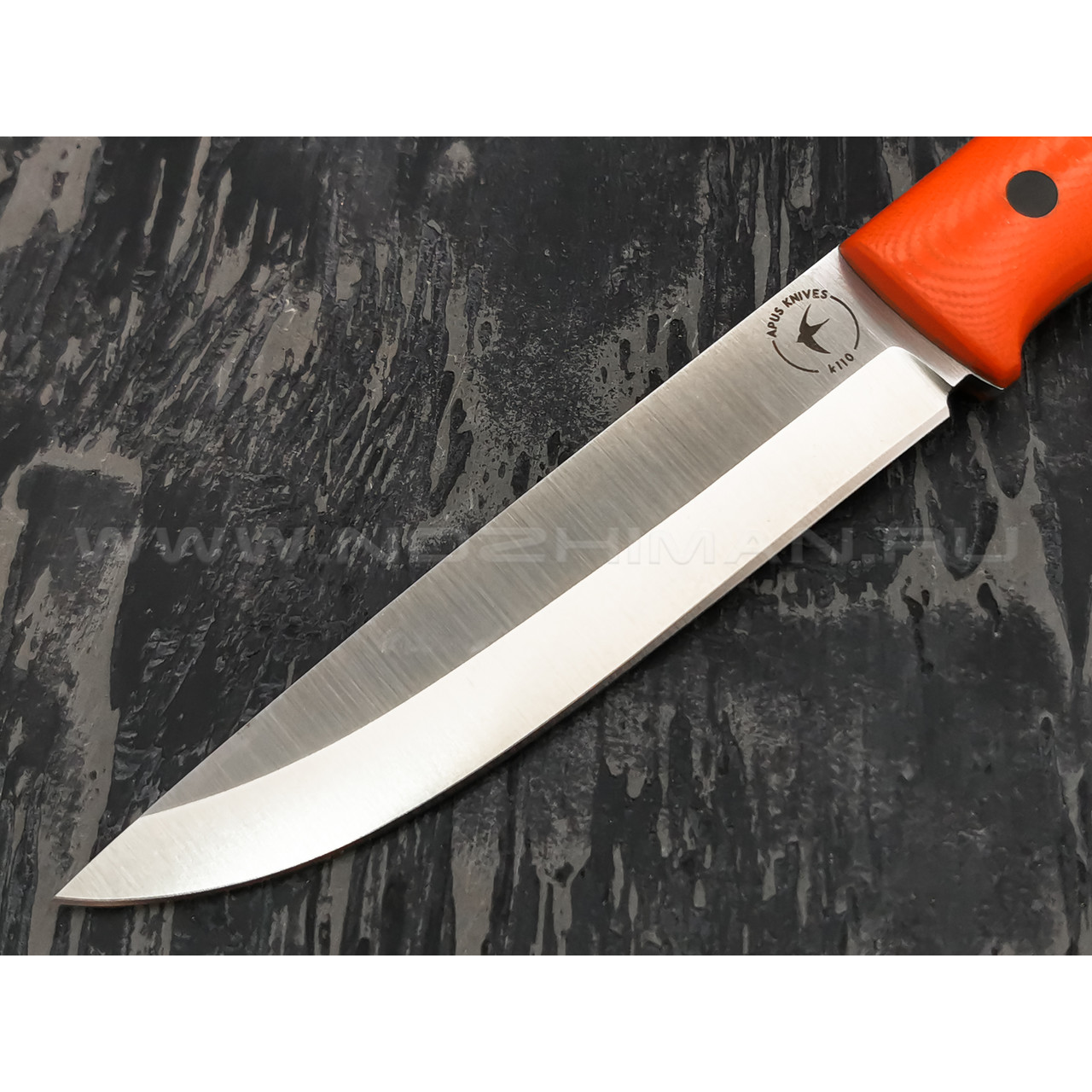 Апус нож Maverick, сталь k110 satin, рукоять микарта, G10 orange