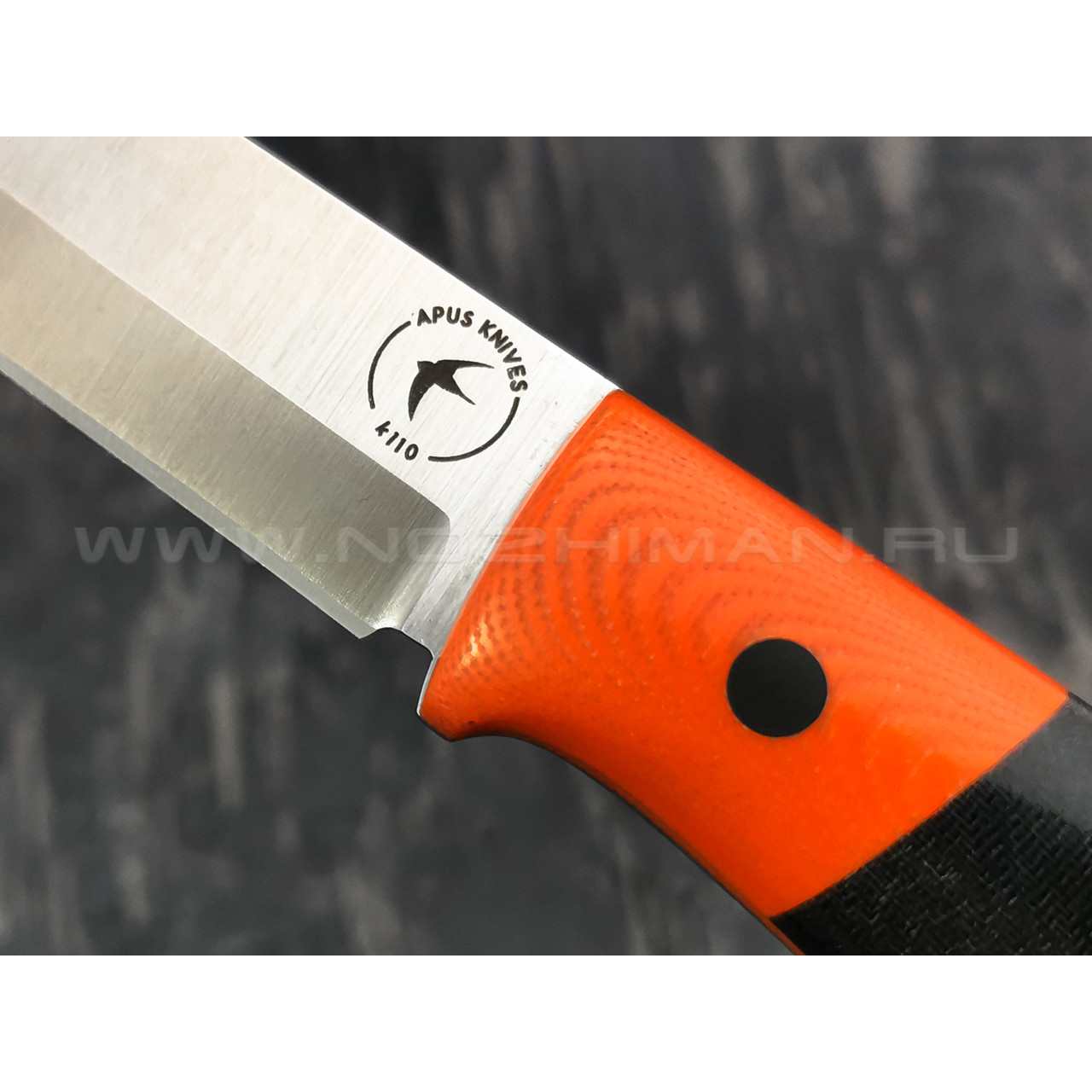 Апус нож Maverick, сталь k110 satin, рукоять микарта, G10 orange